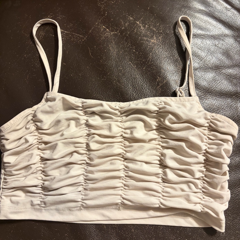 Princess Polly Cream Ruched Top
